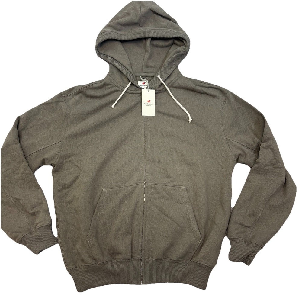 New Balance Made In USA Full Zip Hoodie MT51547 DOK Mens Sz M DOCKSIDE BROWN